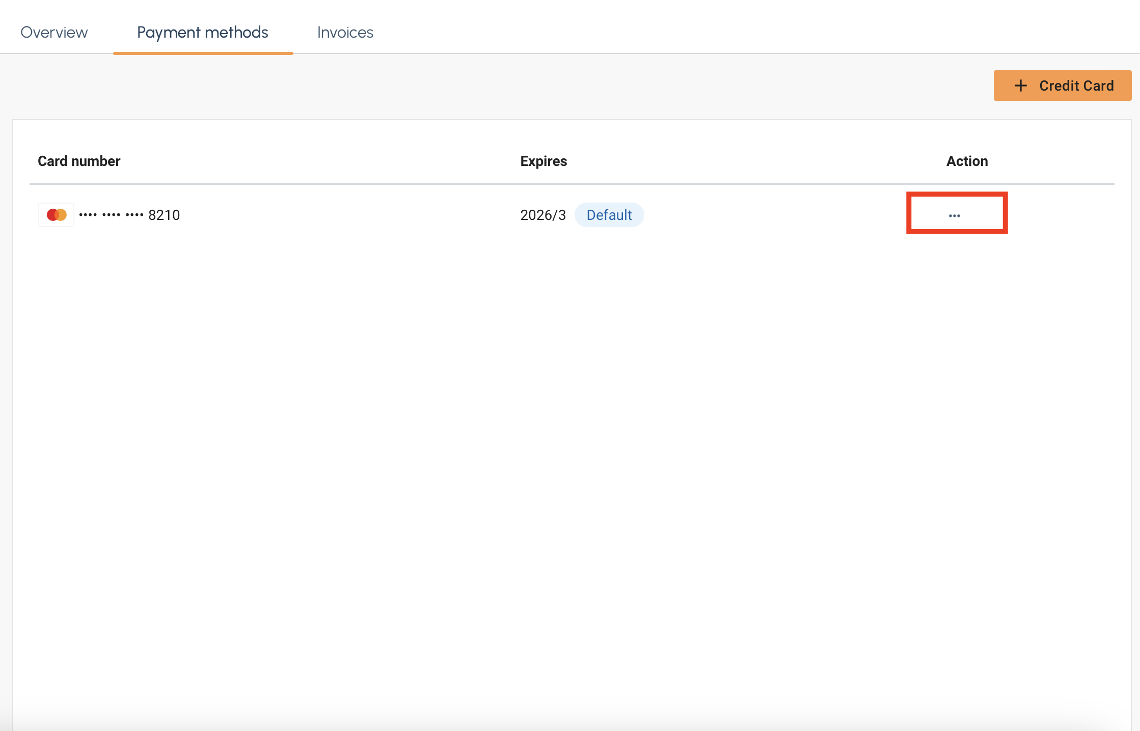 action column options